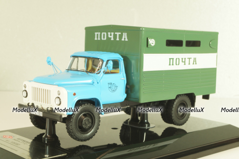 ГЗСА-3712 фургон "Почта" на шасси 53-12, голубой/зеленый, 105350, DIP Models 1:43 