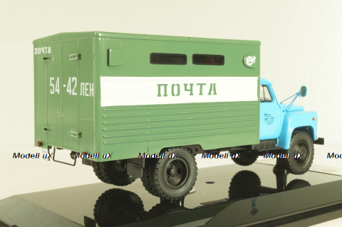 ГЗСА-3712 фургон "Почта" на шасси 53-12, голубой/зеленый, 105350, DIP Models 1:43 