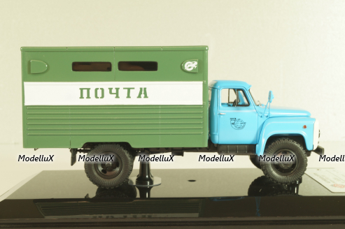 ГЗСА-3712 фургон "Почта" на шасси 53-12, голубой/зеленый, 105350, DIP Models 1:43 