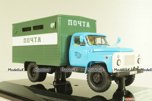 ГЗСА-3712 фургон "Почта" на шасси 53-12, голубой/зеленый, 105350, DIP Models 1:43 