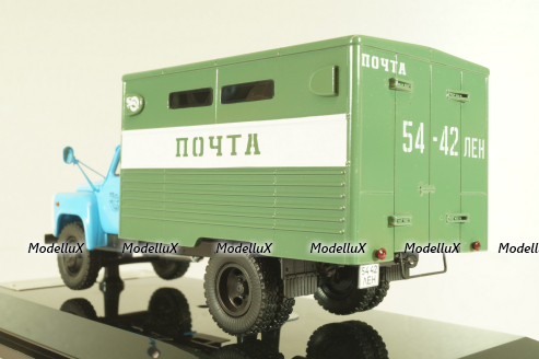 ГЗСА-3712 фургон "Почта" на шасси 53-12, голубой/зеленый, 105350, DIP Models 1:43 