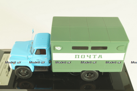 ГЗСА-3712 фургон "Почта" на шасси 53-12, голубой/зеленый, 105350, DIP Models 1:43 