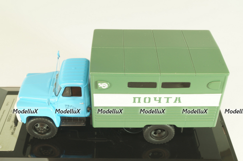 ГЗСА-3712 фургон "Почта" на шасси 53-12, голубой/зеленый, 105350, DIP Models 1:43 