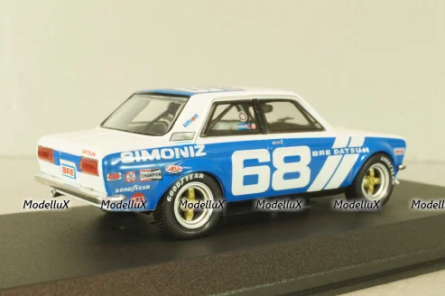 Datsun 510 BRE #68 1972, white/blue, 86346, Greenlight 1:43