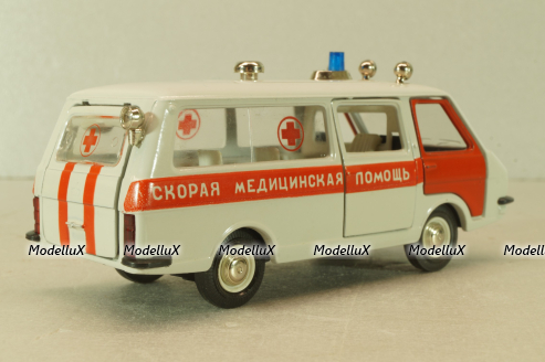 Раф-22031, скорая медицинская помощь, бело-серый, октябрь 1991, Тантал/Радон 1:43