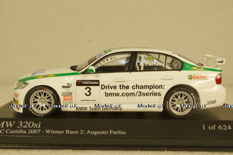 BMW 320i E90 WTCC 2007 Team Germany, Winner Race 2 Curibita, J.Müller, 400072603, Minichamps 1:43