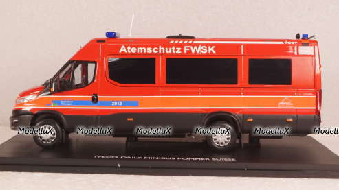 IVECO FIAT NEW DAILY 35-210 VAN HI-MATIC MINIBUS SUISSE POMPIERS 2019, 116791, Eligor 1:43