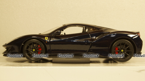 Ferrari 488 Pista, dark blue/silver, Burago 1:24