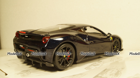 Ferrari 488 Pista, dark blue/silver, Burago 1:24