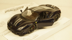 Ferrari 488 Pista, dark blue/silver, Burago 1:24