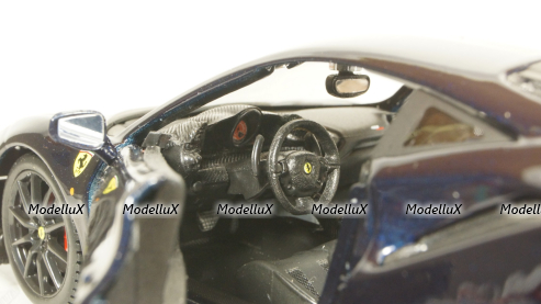 Ferrari 488 Pista, dark blue/silver, Burago 1:24