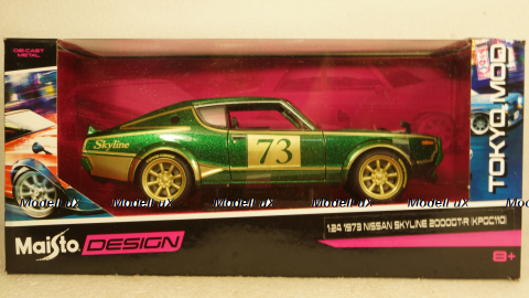Nissan Skyline 2000 GTR #73 (KPGC110) 1973, green, 32539, Maisto 1:24