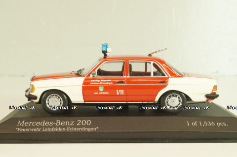 Mercedes-Benz 200 E (W123) Fire engine 1975, red/white, 430032292, Minichamps 1:43