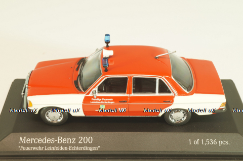 Mercedes-Benz 200 E (W123) Fire engine 1975, red/white, 430032292, Minichamps 1:43