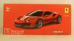Ferrari 488 Pista year 2018 corsa red metallic, Burago 1:43