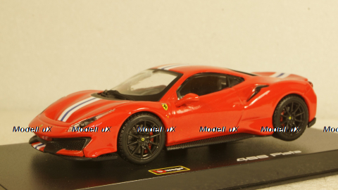 Ferrari 488 Pista year 2018 corsa red metallic, Burago 1:43