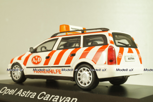 Opel Astra (G) Caravan AvD Pannenhilfe 1998, white/red, 004375, Schuco 1:43
