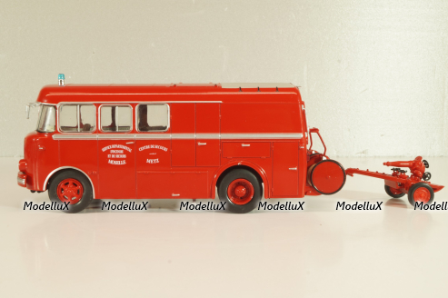 Berliet GLCK 10R fire engin with trailer, red, Hachette 1:43