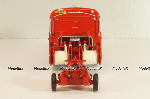 Berliet GLCK 10R fire engin with trailer, red, Hachette 1:43