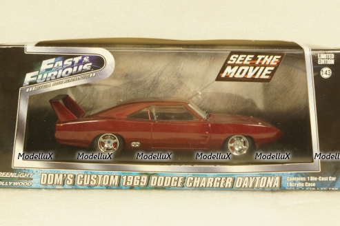 Dodge charger daytona 1969, Dom's custom, bordo, 86221, GreenLight 1:43