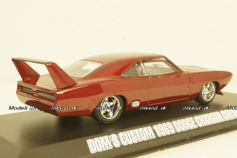 Dodge charger daytona 1969, Dom's custom, bordo, 86221, GreenLight 1:43