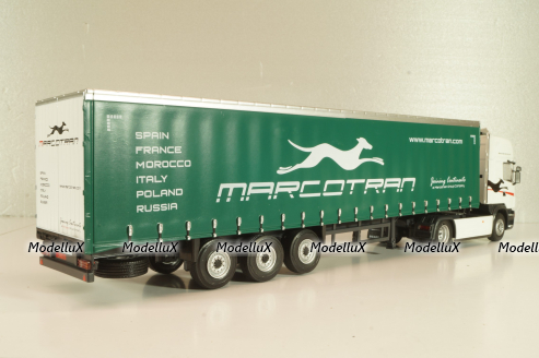 Scania R 450 tractor with semi trailer "Marcotran" 2014, white/green, Camiones Españoles Nº 13, Salvat 1:43