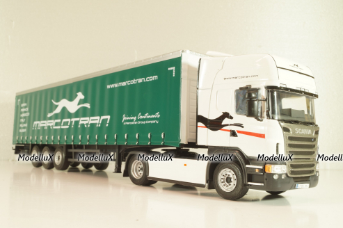 Scania R 450 tractor with semi trailer "Marcotran" 2014, white/green, Camiones Españoles Nº 13, Salvat 1:43