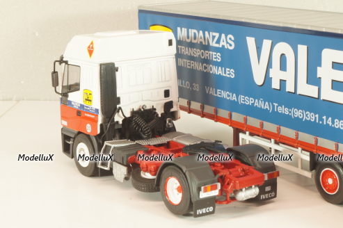 Iveco EuroStar tractor with semi trailer "Valero" 1998, red/white/blue, Camiones Españoles Nº 17, Salvat 1:43