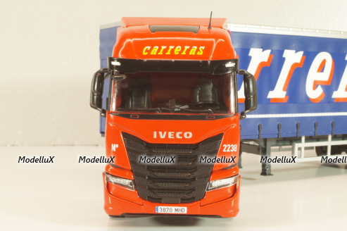 Iveco S-Way tractor with semi trailer "Carreras" 2023, red/blue, Camiones Españoles Nº 7, Salvat 1:43
