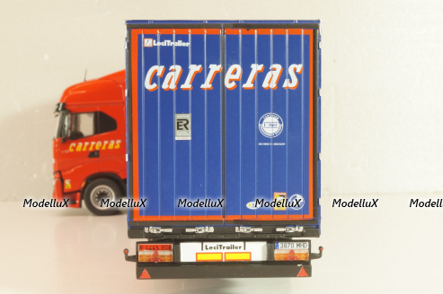 Iveco S-Way tractor with semi trailer "Carreras" 2023, red/blue, Camiones Españoles Nº 7, Salvat 1:43