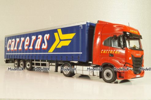 Iveco S-Way tractor with semi trailer "Carreras" 2023, red/blue, Camiones Españoles Nº 7, Salvat 1:43