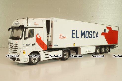 Mercedes-Benz Actros MP4 with semi trailer "EL Mosca" 2021, white, Camiones Españoles Nº 16, Salvat 1:43