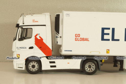 Mercedes-Benz Actros MP4 with semi trailer "EL Mosca" 2021, white, Camiones Españoles Nº 16, Salvat 1:43
