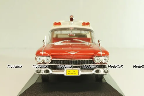 Cadillac Miller-Meteor Ambulance 1959, red/white, 7495002, Atlas Ambulance Cars Collection #2 1:43