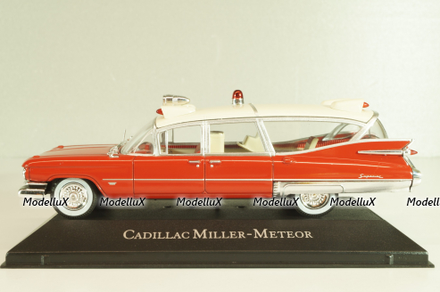 Cadillac Miller-Meteor Ambulance 1959, red/white, 7495002, Atlas Ambulance Cars Collection #2 1:43