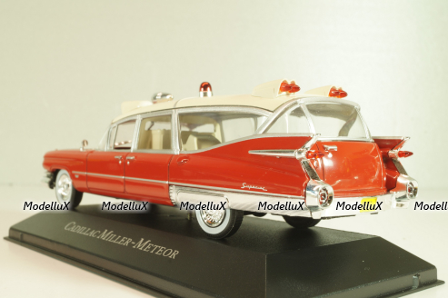 Cadillac Miller-Meteor Ambulance 1959, red/white, 7495002, Atlas Ambulance Cars Collection #2 1:43