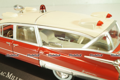 Cadillac Miller-Meteor Ambulance 1959, red/white, 7495002, Atlas Ambulance Cars Collection #2 1:43