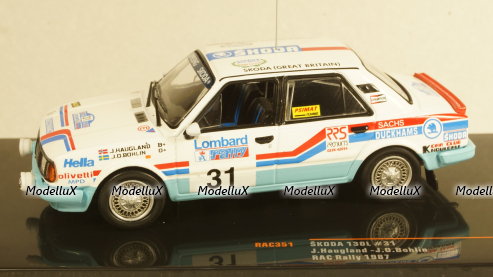 Skoda 130 L, No.31, RAC Rallye, J.Haugland/J.-O-Bohlin, 1987, RAC351, IXO 1:43