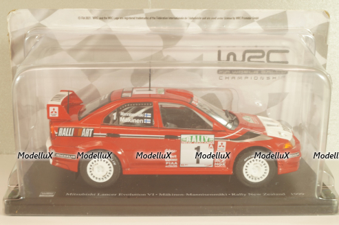 Mitsubishi Lancer EVO VI, #1 Rally New Zealand 1999, Makinen/Mannisenmaki, red, G113U014, WRC Collection, Hachette 1:24