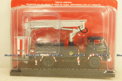 Saviem SG4 R35 EDF Truck Grane GRU Elevatore, blue, 1969, Hachette 1:43