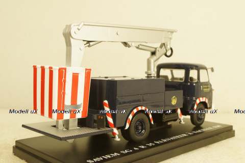 Saviem SG4 R35 EDF Truck Grane GRU Elevatore, blue, 1969, Hachette 1:43