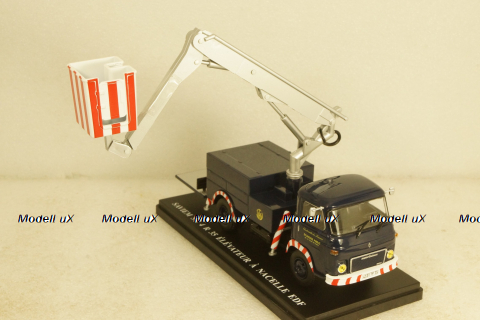 Saviem SG4 R35 EDF Truck Grane GRU Elevatore, blue, 1969, Hachette 1:43