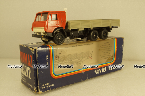 Камаз-53212 бортовой, на резине красный/серый, Арек 1:43