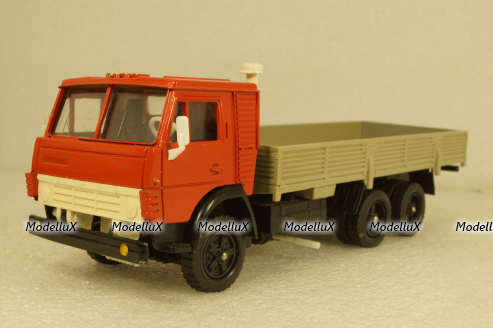 Камаз-53212 бортовой, на резине красный/серый, Арек 1:43
