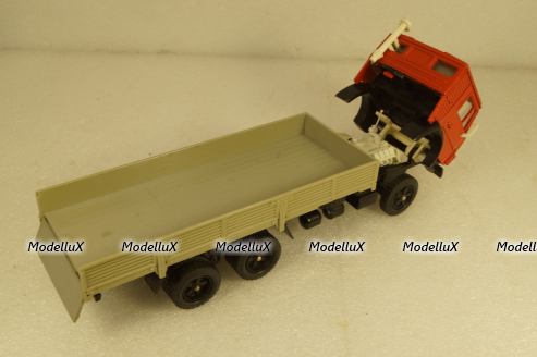 Камаз-53212 бортовой, на резине красный/серый, Арек 1:43