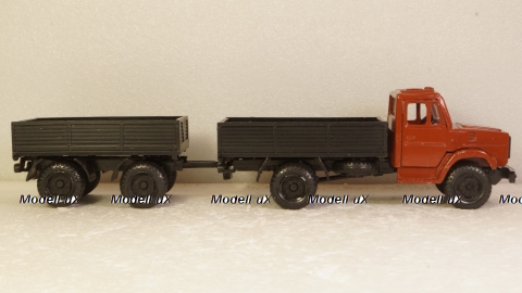 Зил-4331 бортовой с прицепом красный/черный, з-д Вега 1:43