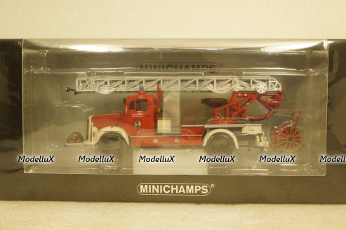 Mercedes L3500  DL17 Feuerwehr Bensheim 1950 red/white, 439350081, Minichamps 1:43