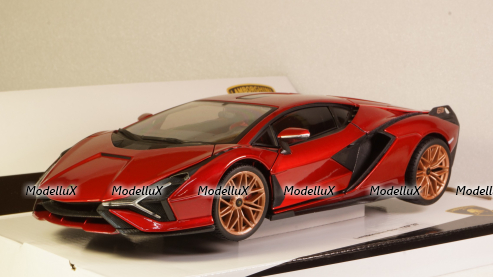 LAMBORGHINI SIAN FKP 37 HYBRID 2020 red, Burago 1:18