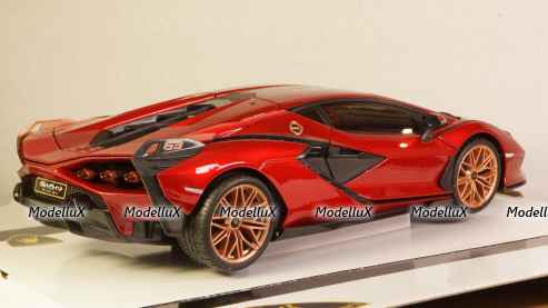 LAMBORGHINI SIAN FKP 37 HYBRID 2020 red, Burago 1:18