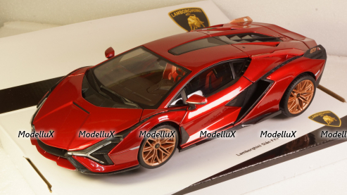 LAMBORGHINI SIAN FKP 37 HYBRID 2020 red, Burago 1:18